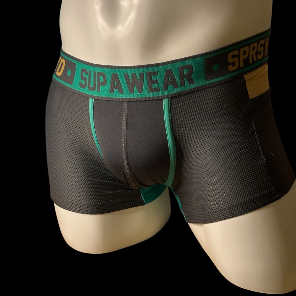 Men's Black and Green Boxer Briefs
